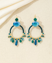 Boucles d’oreilles pendantes anneau perles Dormeuse– 26AHBOL037