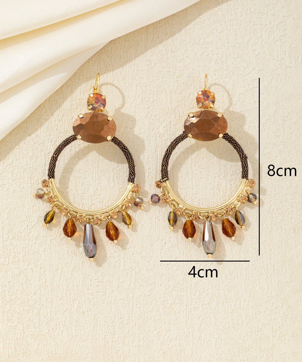 Boucles d’oreilles pendantes anneau perles Dormeuse– 26AHBOL037