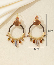 Boucles d’oreilles pendantes anneau perles Dormeuse– 26AHBOL037