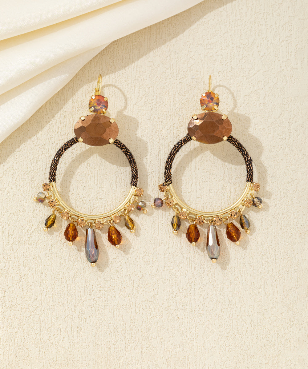 Boucles d’oreilles pendantes anneau perles Dormeuse– 26AHBOL037
