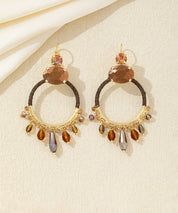 Boucles d’oreilles pendantes anneau perles Dormeuse– 26AHBOL037