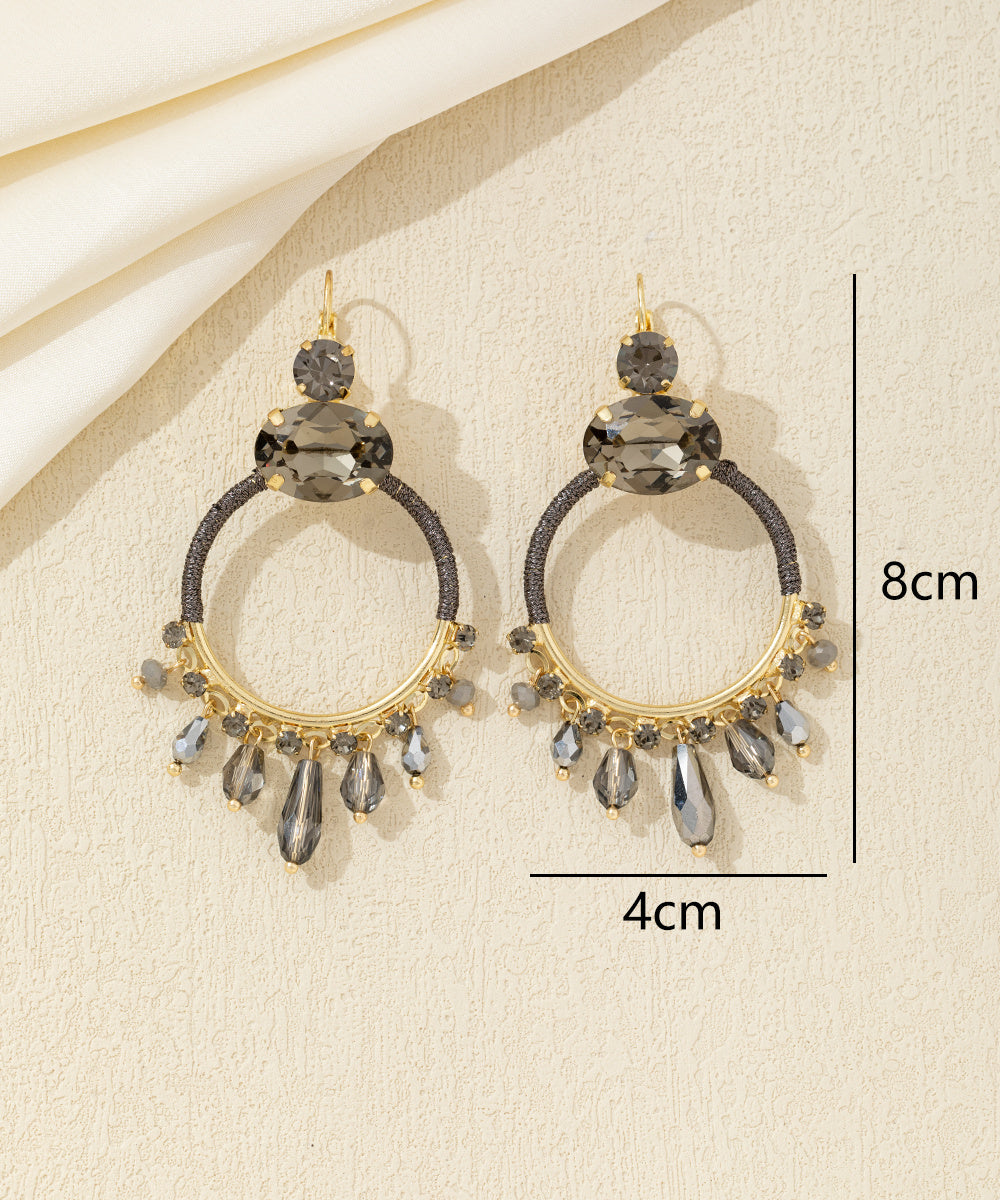 Boucles d’oreilles pendantes anneau perles Dormeuse– 26AHBOL037
