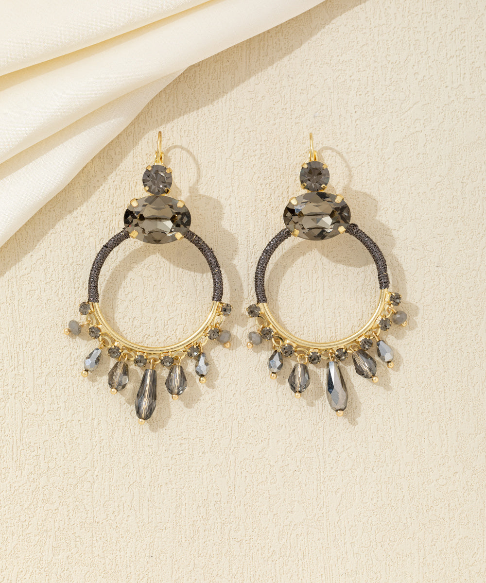 Boucles d’oreilles pendantes anneau perles Dormeuse– 26AHBOL037