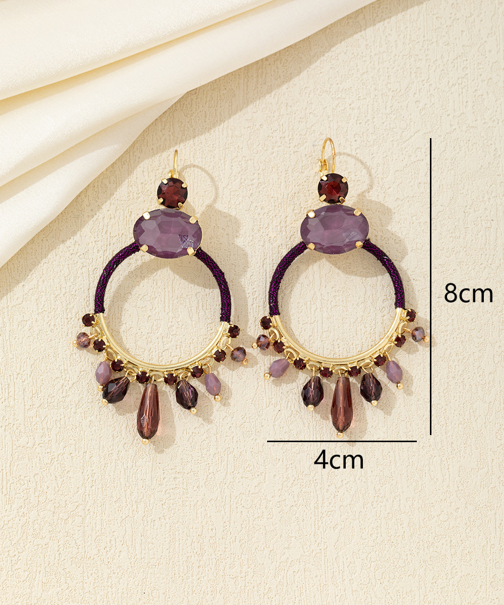 Boucles d’oreilles pendantes anneau perles Dormeuse– 26AHBOL037