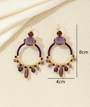 Boucles d’oreilles pendantes anneau perles Dormeuse– 26AHBOL037