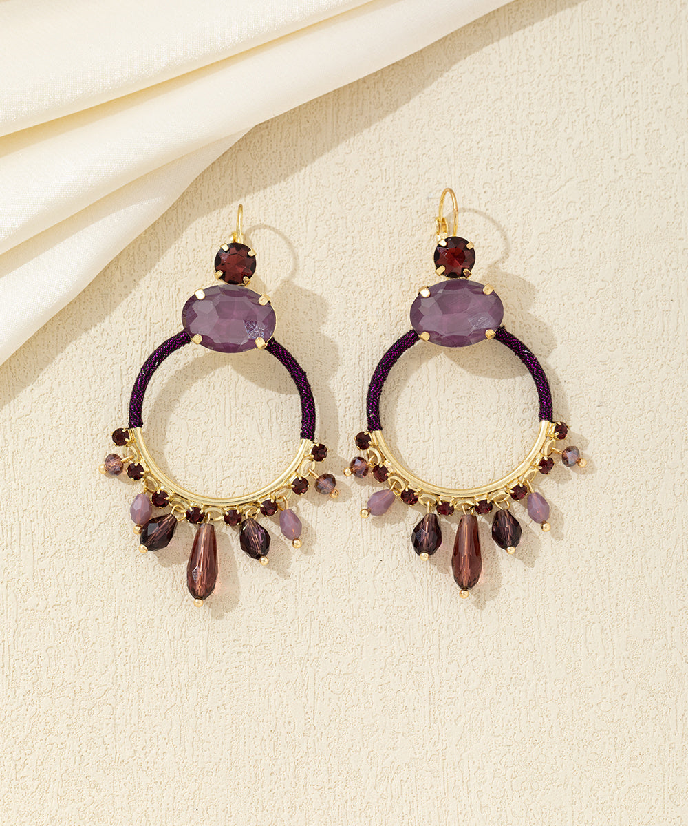 Boucles d’oreilles pendantes anneau perles Dormeuse– 26AHBOL037