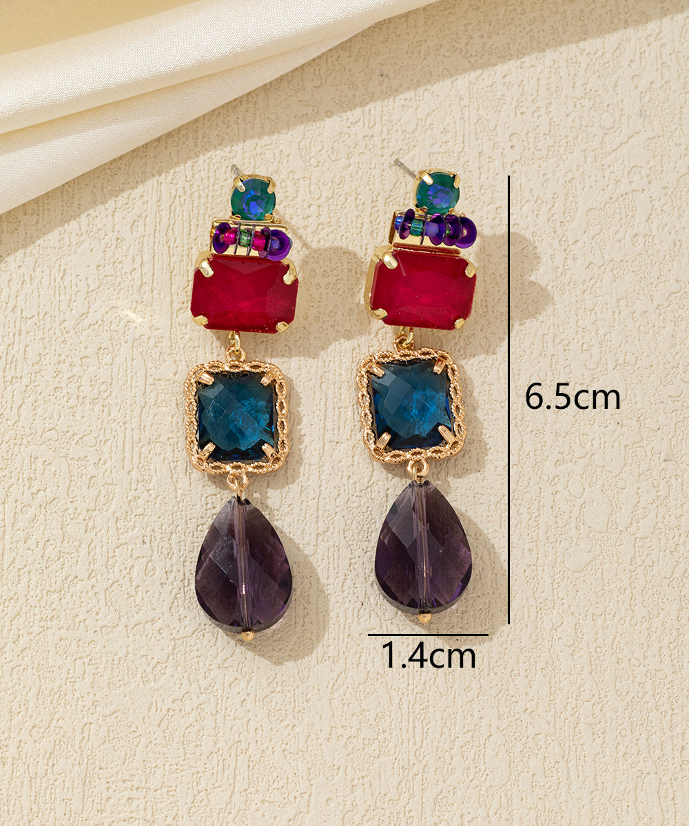 Boucles d’oreilles pendantes multicolores cristal – 26AHBOL038