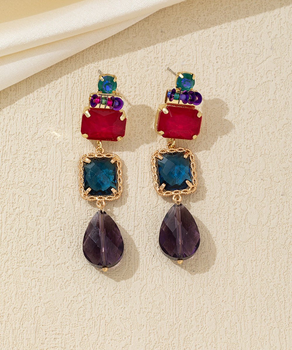 Boucles d’oreilles pendantes multicolores cristal – 26AHBOL038