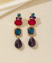 Boucles d’oreilles pendantes multicolores cristal – 26AHBOL038