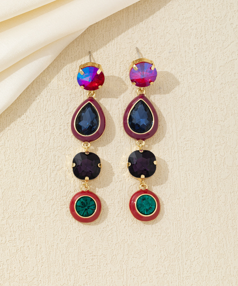 Boucles d’oreilles pendantes multicolores cristal – 26AHBOL039