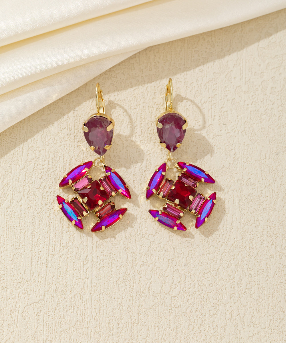 Boucles d’oreilles pendantes géométriques cristal – 26AHBOL040