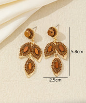 Boucles d’oreilles pendantes feuilles cristal Clou– 26AHBOL043