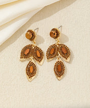 Boucles d’oreilles pendantes feuilles cristal Clou– 26AHBOL043