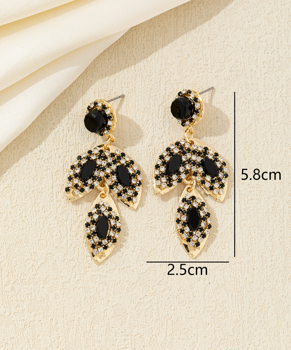 Boucles d’oreilles pendantes feuilles cristal Clou– 26AHBOL043