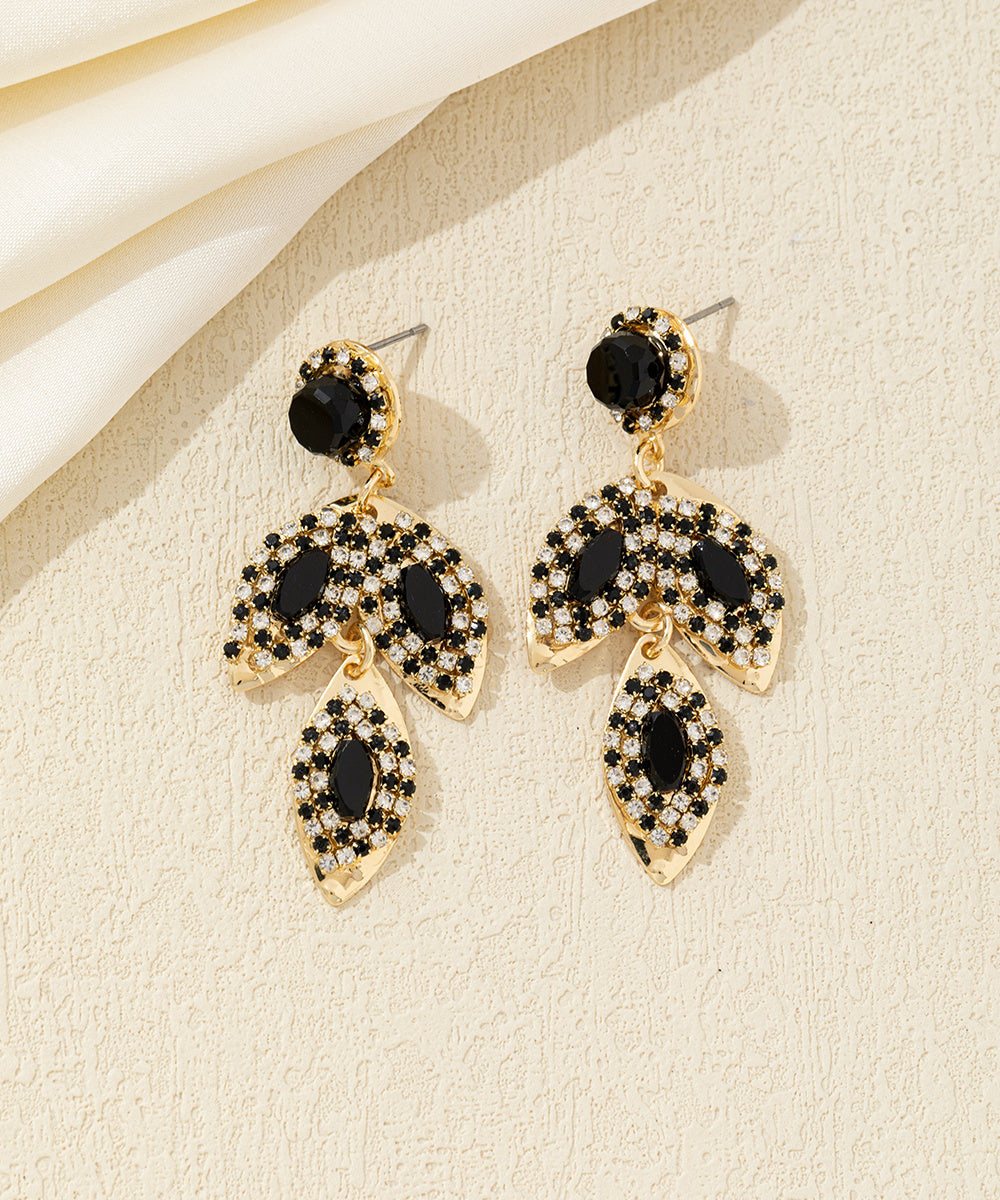 Boucles d’oreilles pendantes feuilles cristal Clou– 26AHBOL043