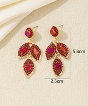 Boucles d’oreilles pendantes feuilles cristal Clou– 26AHBOL043