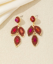 Boucles d’oreilles pendantes feuilles cristal Clou– 26AHBOL043
