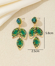 Boucles d’oreilles pendantes feuilles cristal Clou– 26AHBOL043