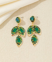 Boucles d’oreilles pendantes feuilles cristal Clou– 26AHBOL043