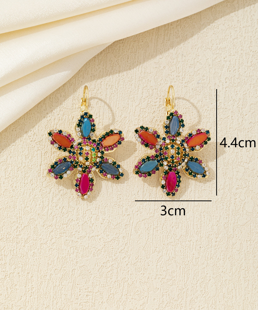 Boucles d’oreilles pendantes fleur strass Dormeuse– 26AHBOL044