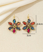 Boucles d’oreilles pendantes fleur strass Dormeuse– 26AHBOL044
