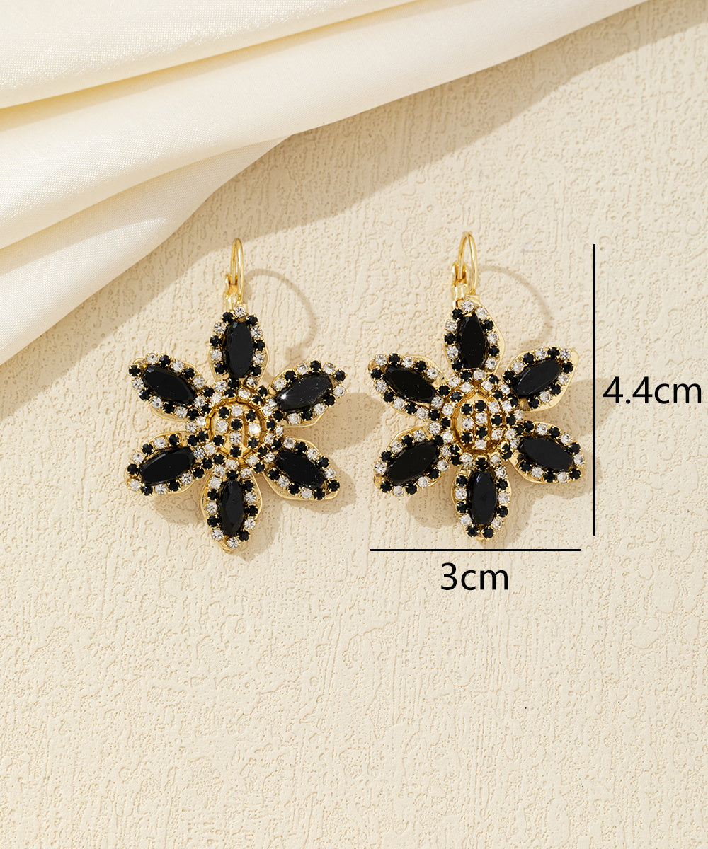 Boucles d’oreilles pendantes fleur strass Dormeuse– 26AHBOL044