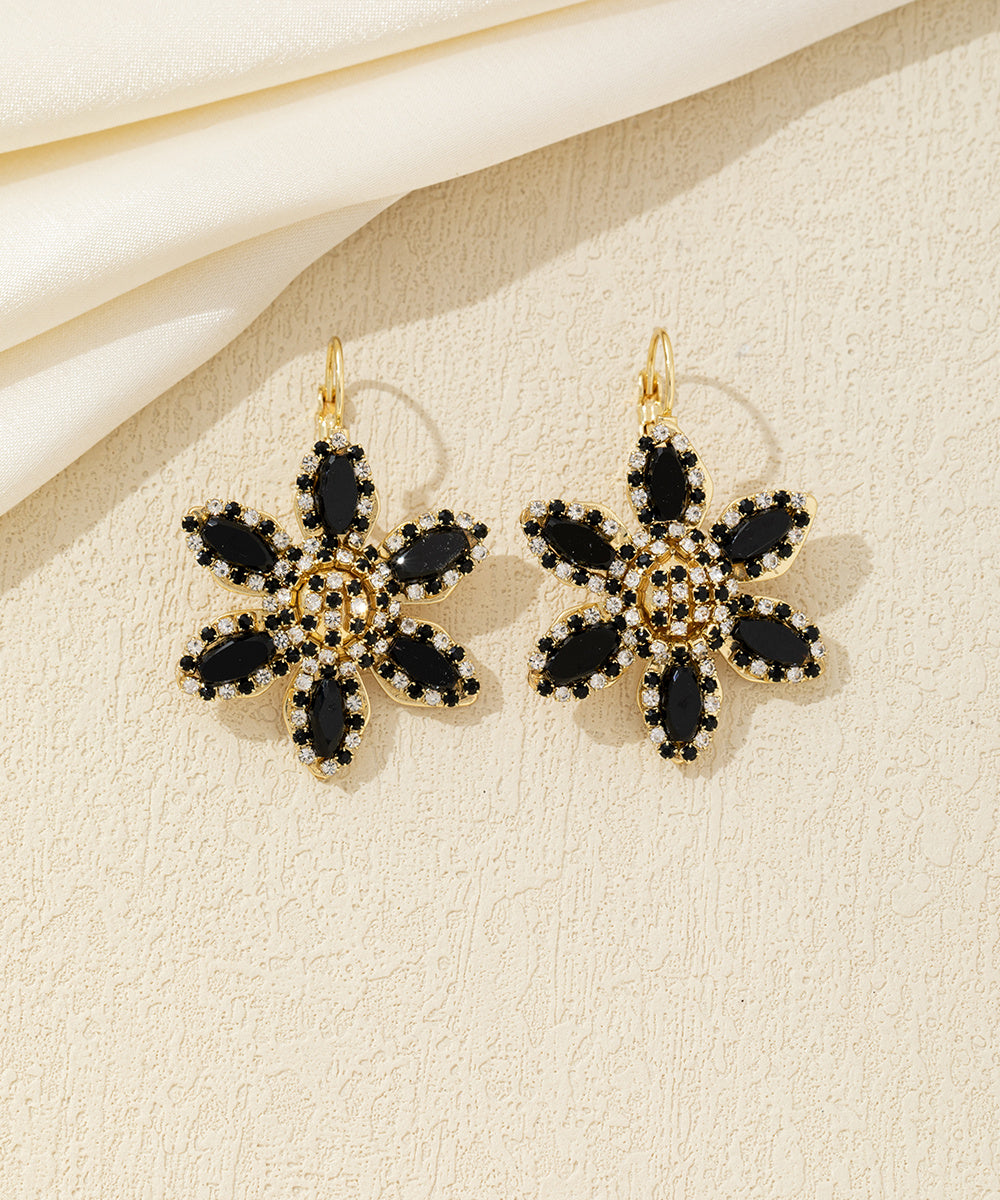 Boucles d’oreilles pendantes fleur strass Dormeuse– 26AHBOL044