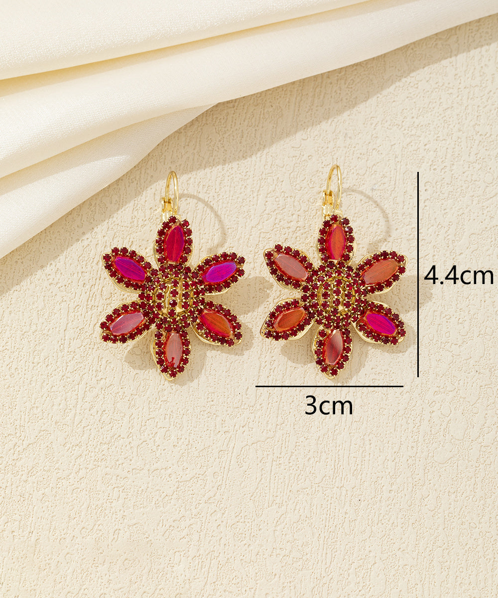 Boucles d’oreilles pendantes fleur strass Dormeuse– 26AHBOL044