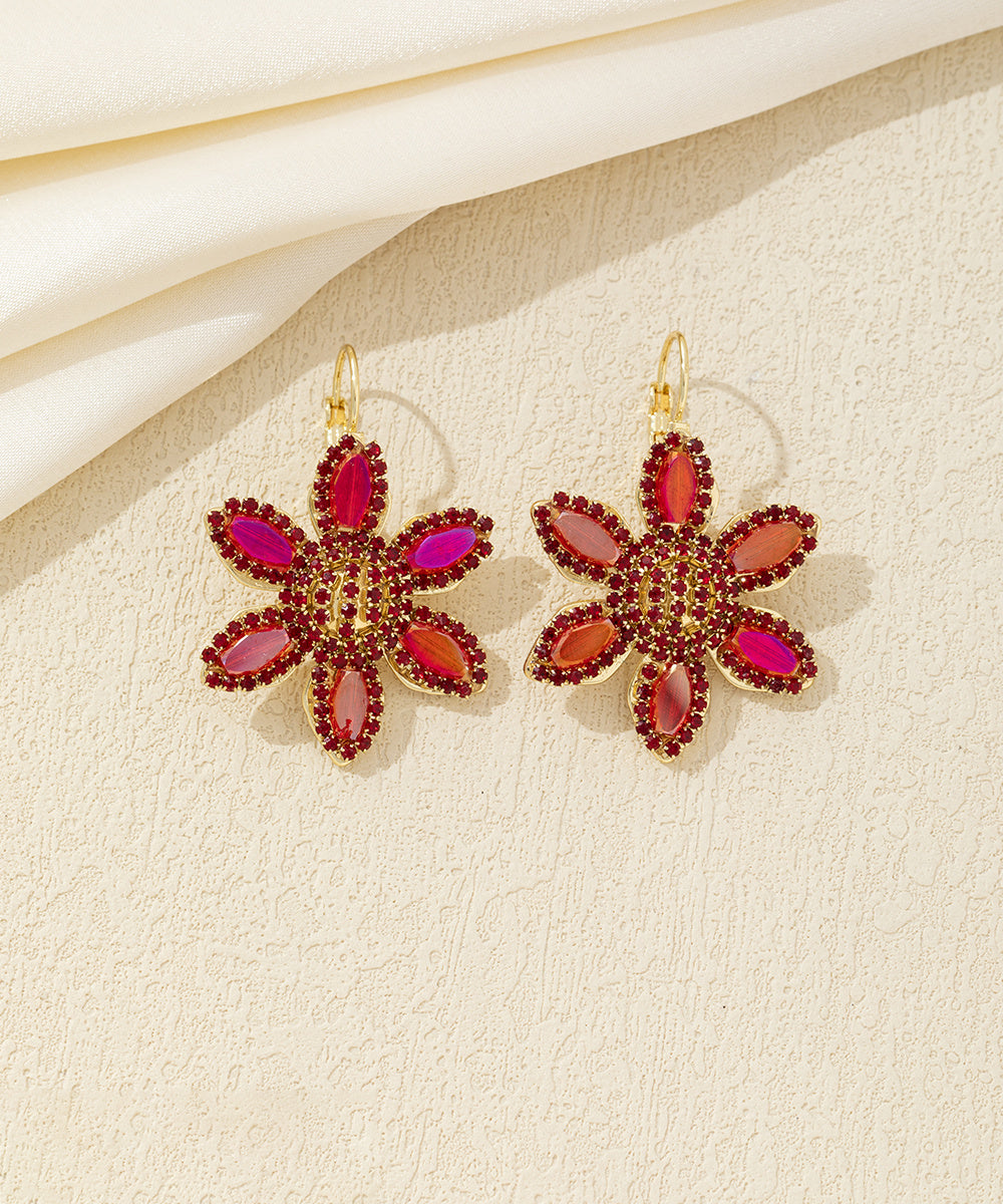 Boucles d’oreilles pendantes fleur strass Dormeuse– 26AHBOL044