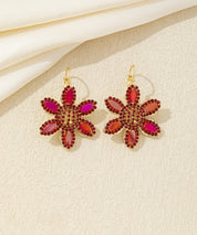 Boucles d’oreilles pendantes fleur strass Dormeuse– 26AHBOL044