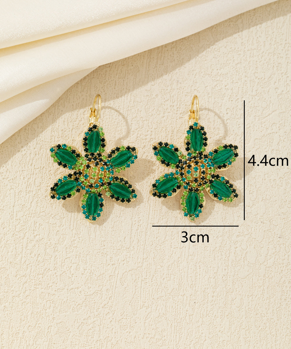 Boucles d’oreilles pendantes fleur strass Dormeuse– 26AHBOL044