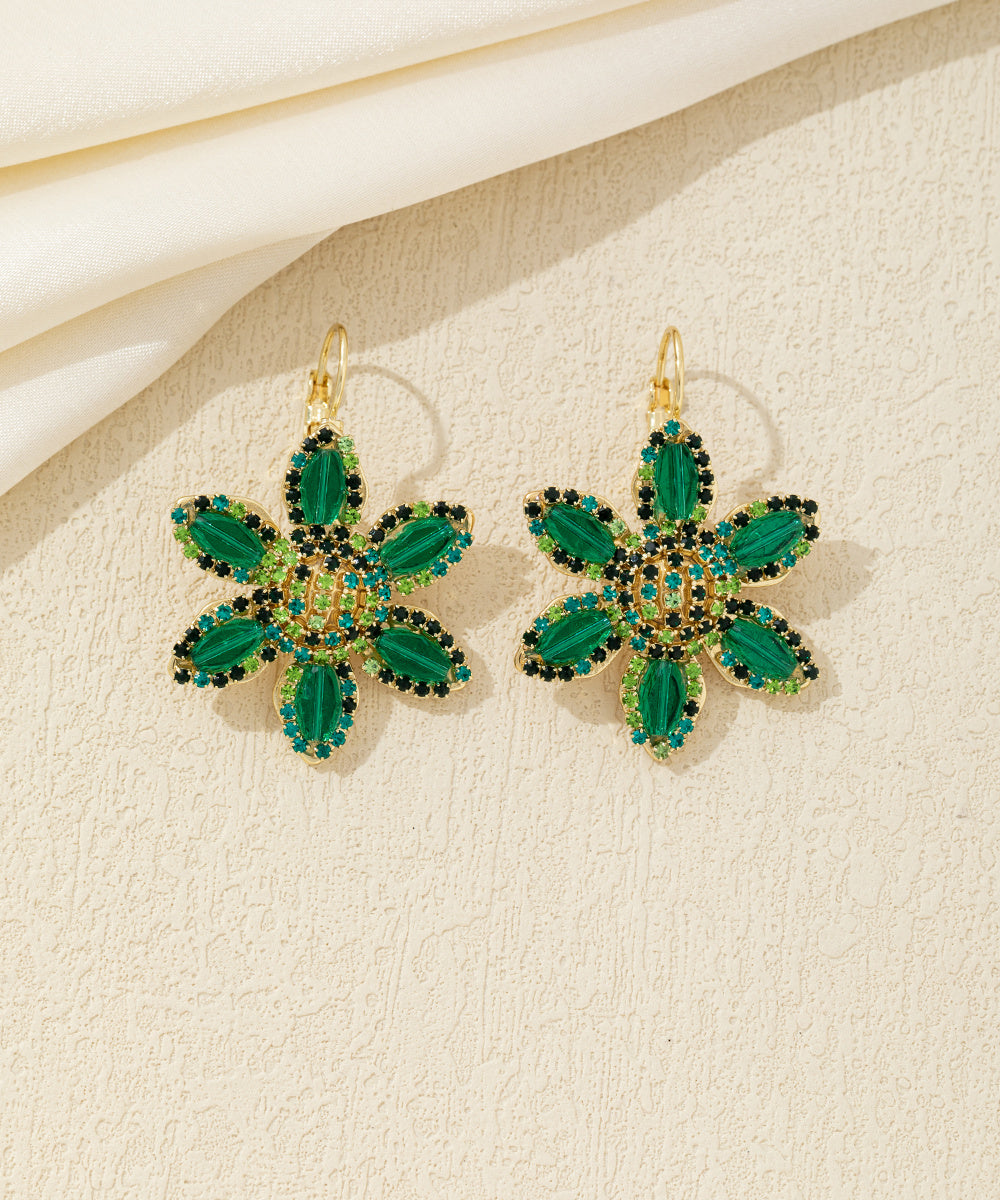 Boucles d’oreilles pendantes fleur strass Dormeuse– 26AHBOL044