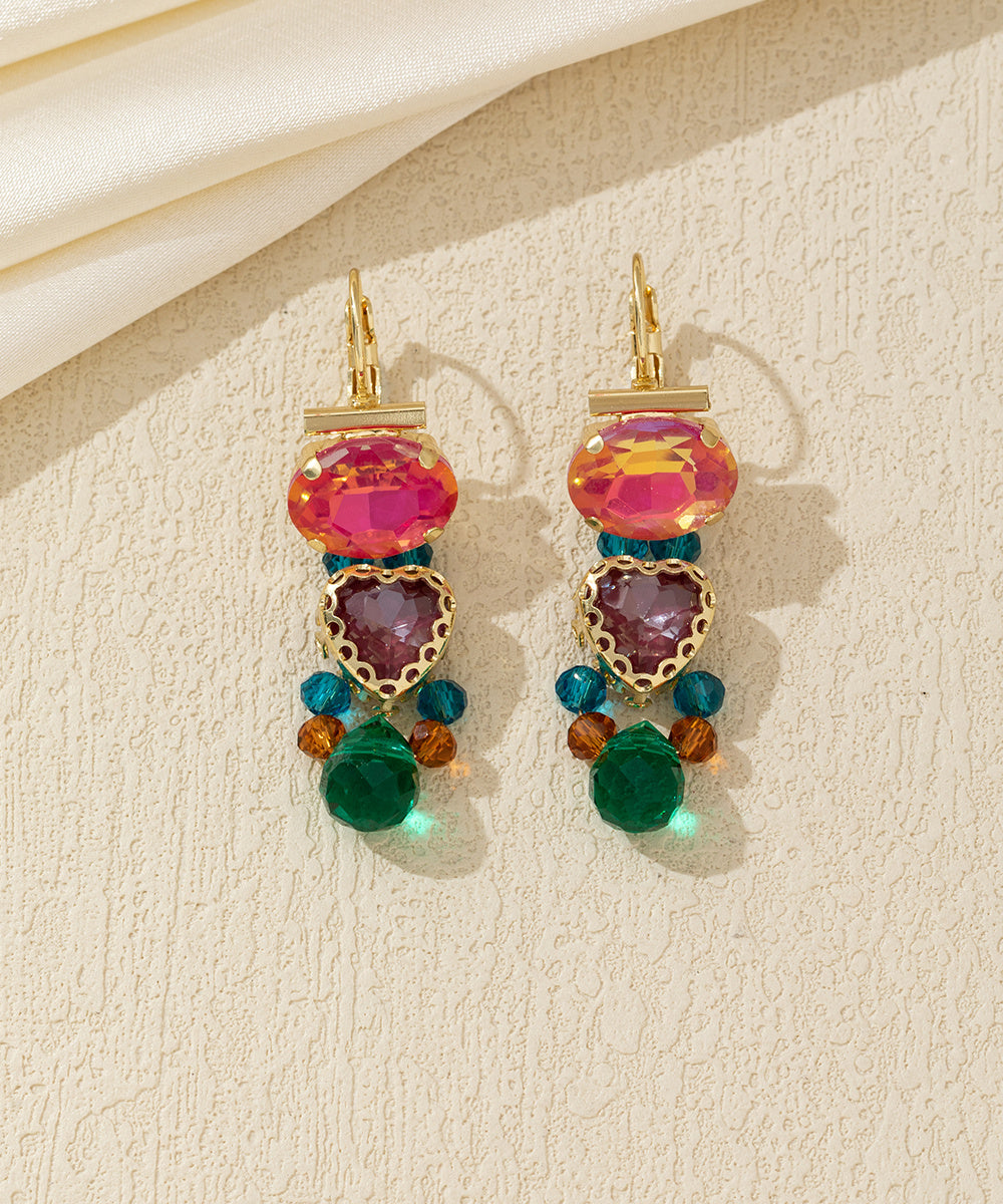 Boucles d’oreilles pendantes cœur facetté Dormeuse –26AHBOL046