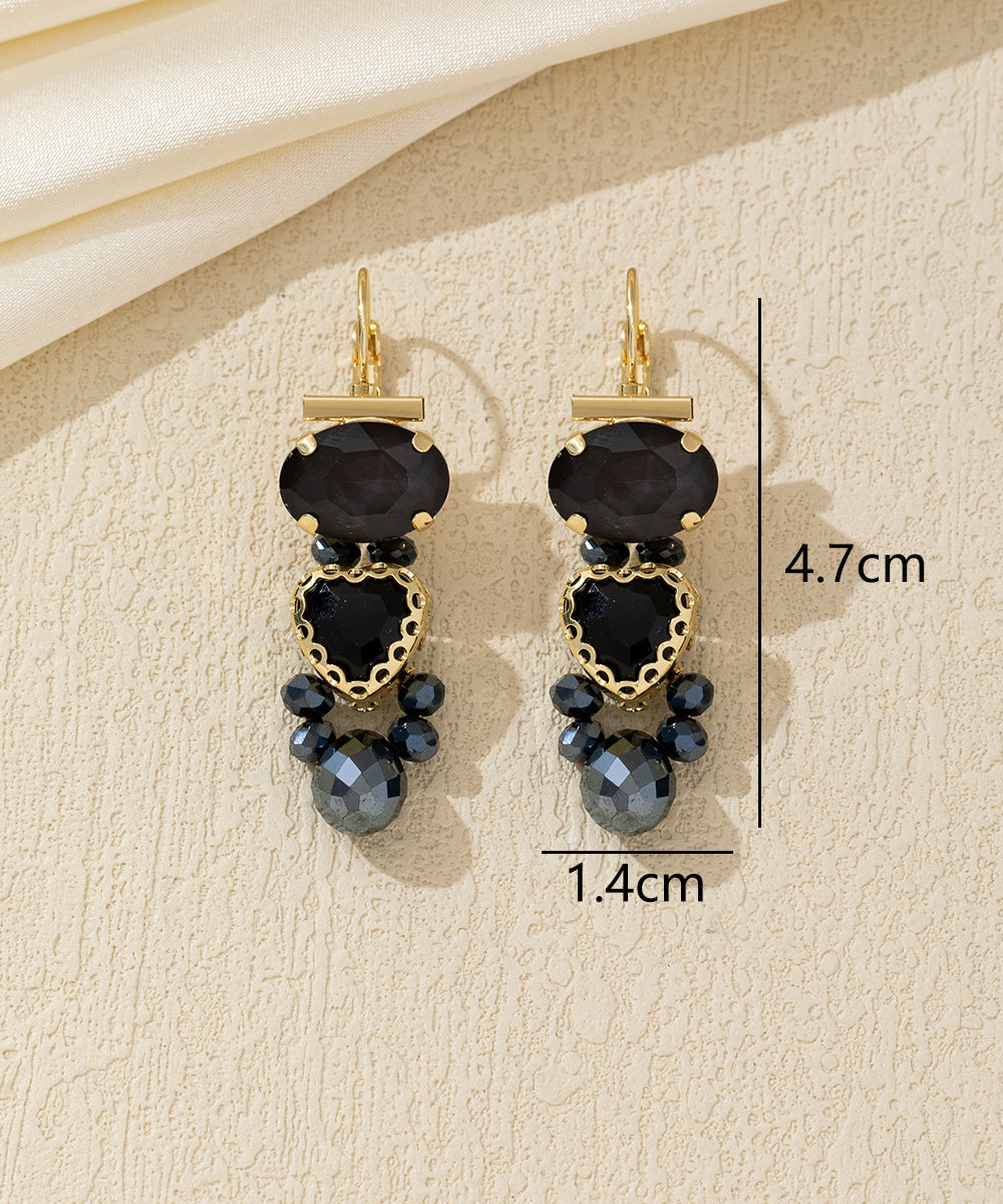 Boucles d’oreilles pendantes cœur facetté Dormeuse –26AHBOL046