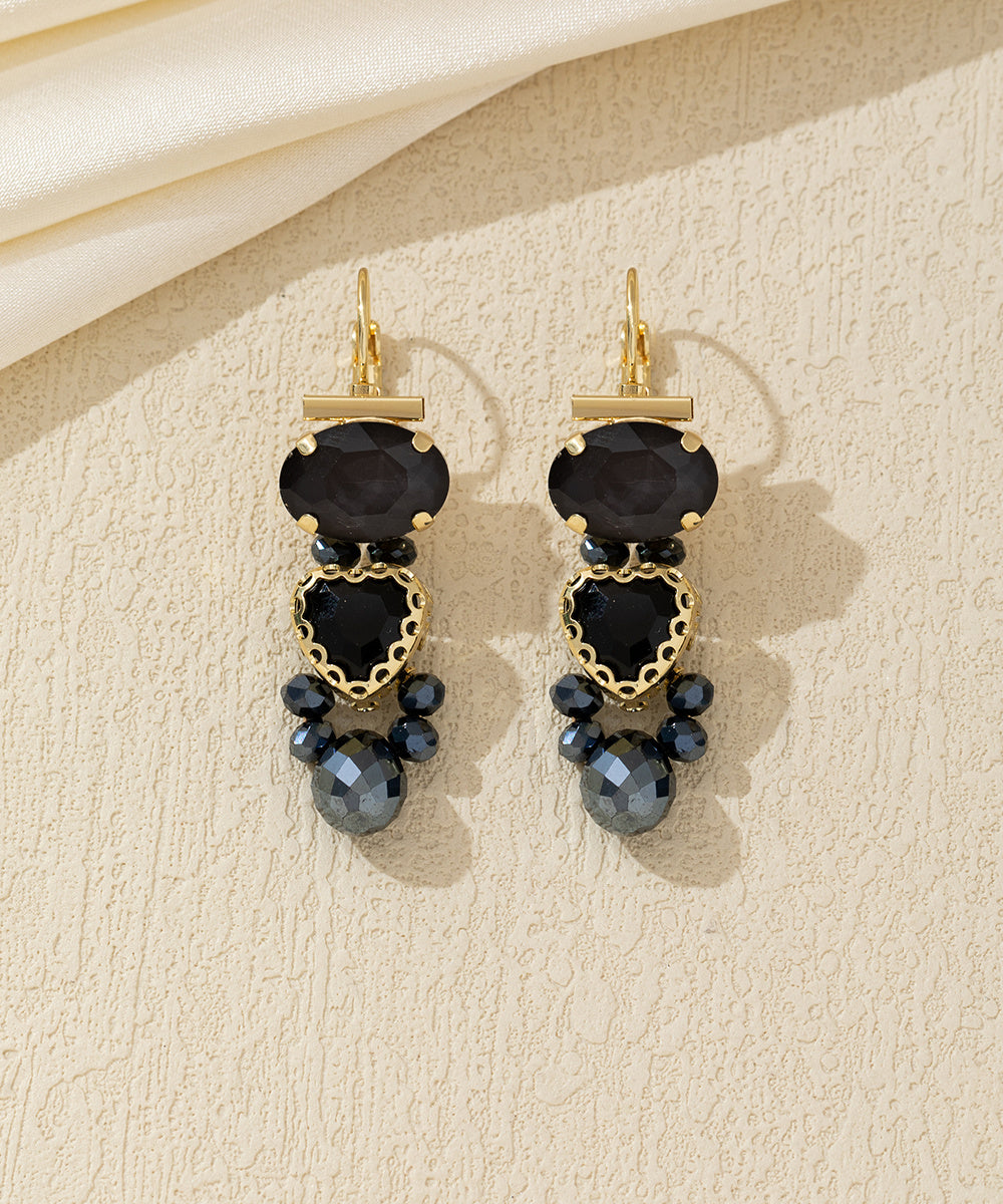 Boucles d’oreilles pendantes cœur facetté Dormeuse –26AHBOL046