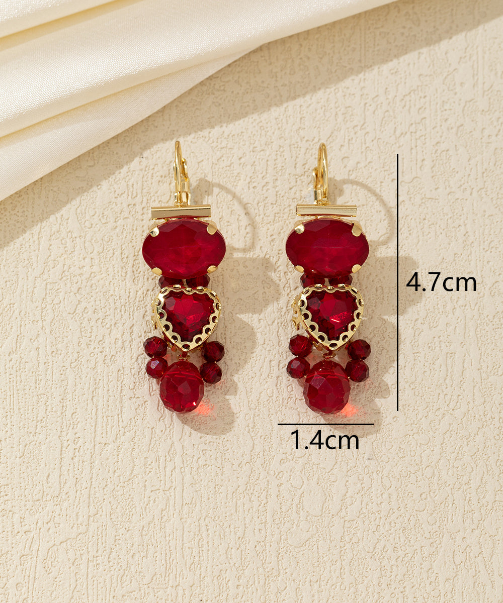 Boucles d’oreilles pendantes cœur facetté Dormeuse –26AHBOL046