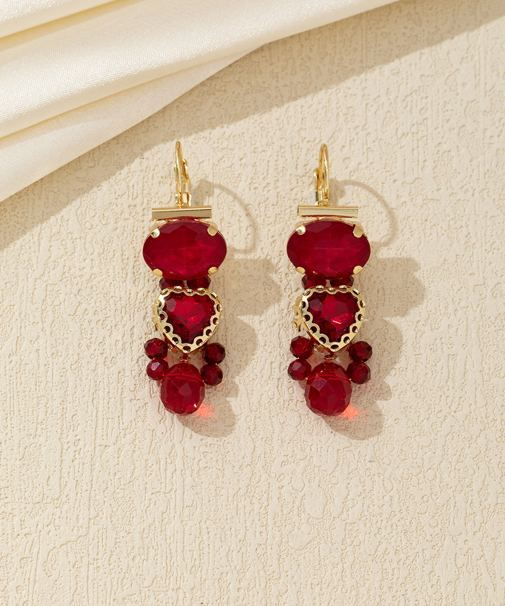 Boucles d’oreilles pendantes cœur facetté Dormeuse –26AHBOL046