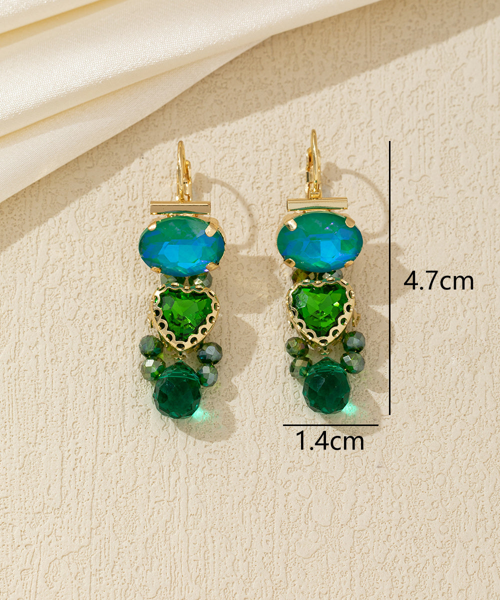 Boucles d’oreilles pendantes cœur facetté Dormeuse –26AHBOL046