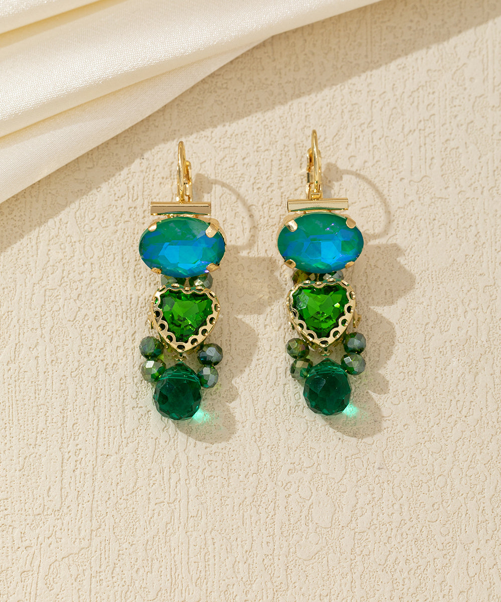 Boucles d’oreilles pendantes cœur facetté Dormeuse –26AHBOL046