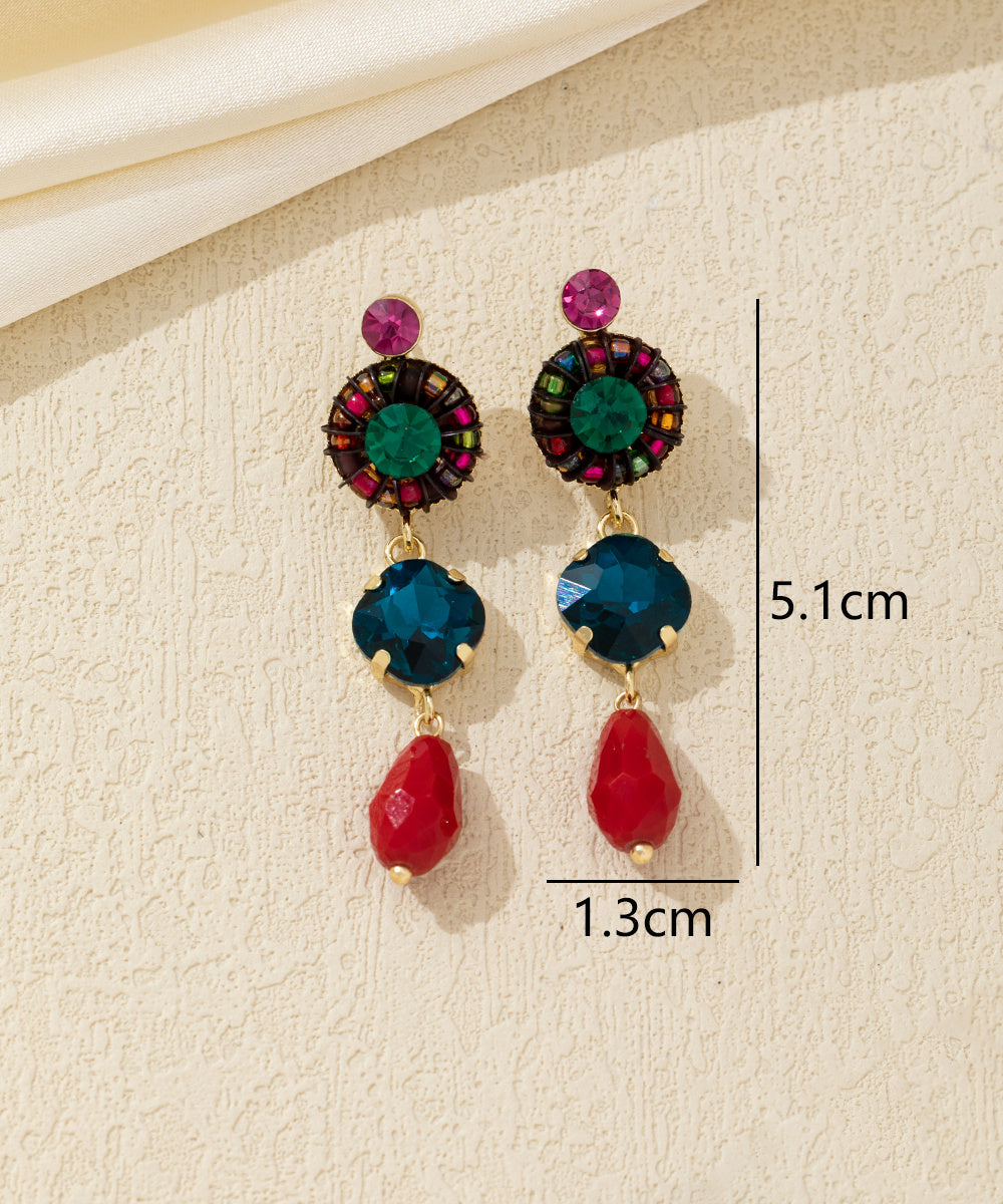Boucles d’oreilles pendantes pierres colorées Clou –26AHBOL047