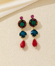 Boucles d’oreilles pendantes pierres colorées Clou –26AHBOL047