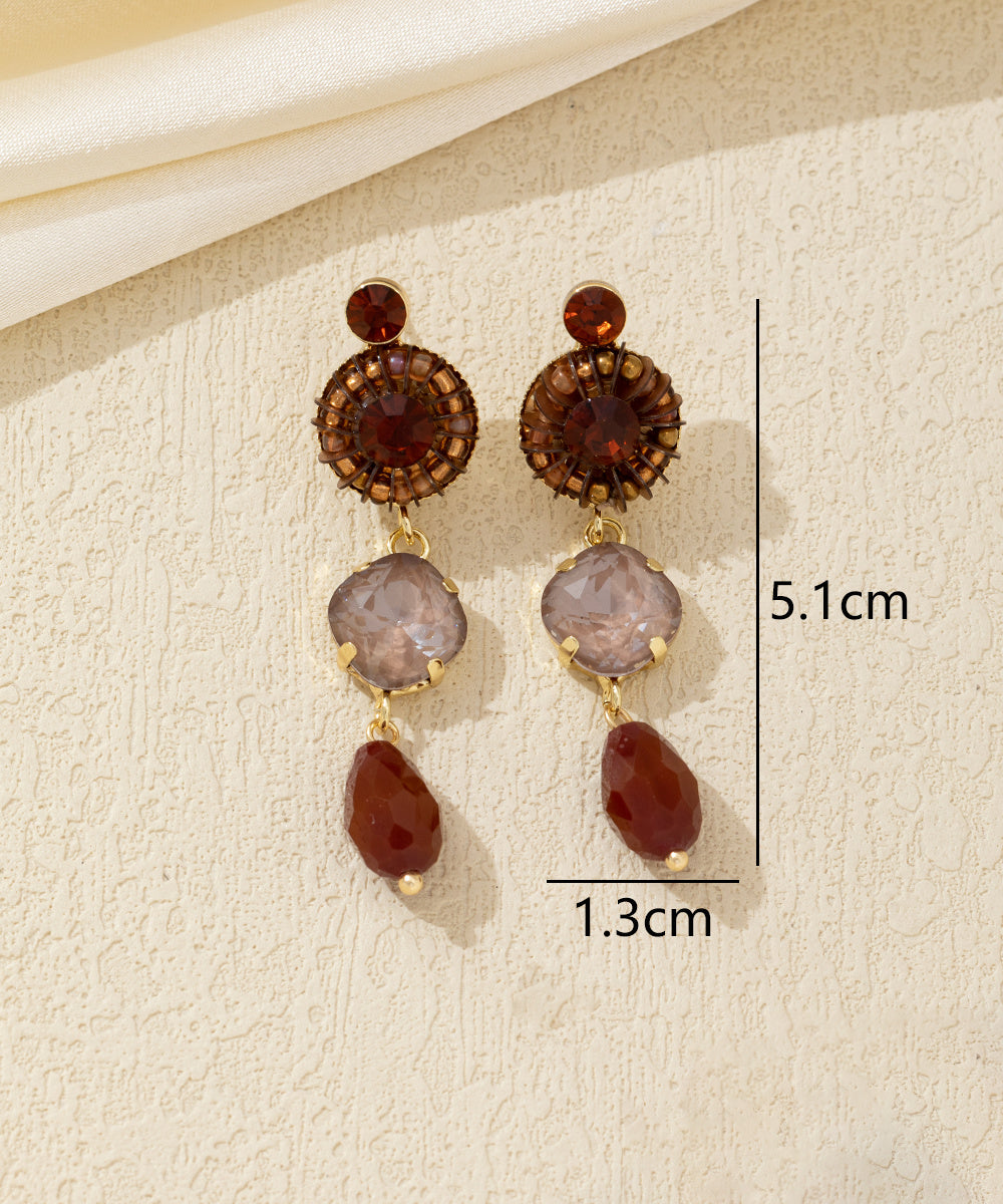 Boucles d’oreilles pendantes pierres colorées Clou –26AHBOL047