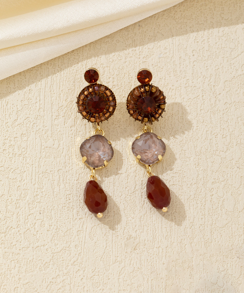 Boucles d’oreilles pendantes pierres colorées Clou –26AHBOL047