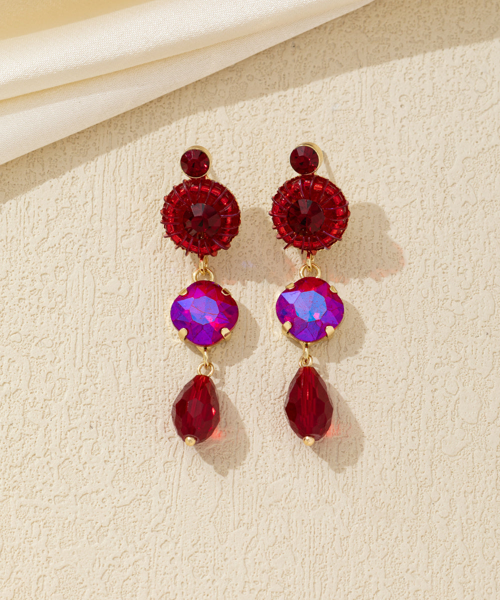 Boucles d’oreilles pendantes pierres colorées Clou –26AHBOL047