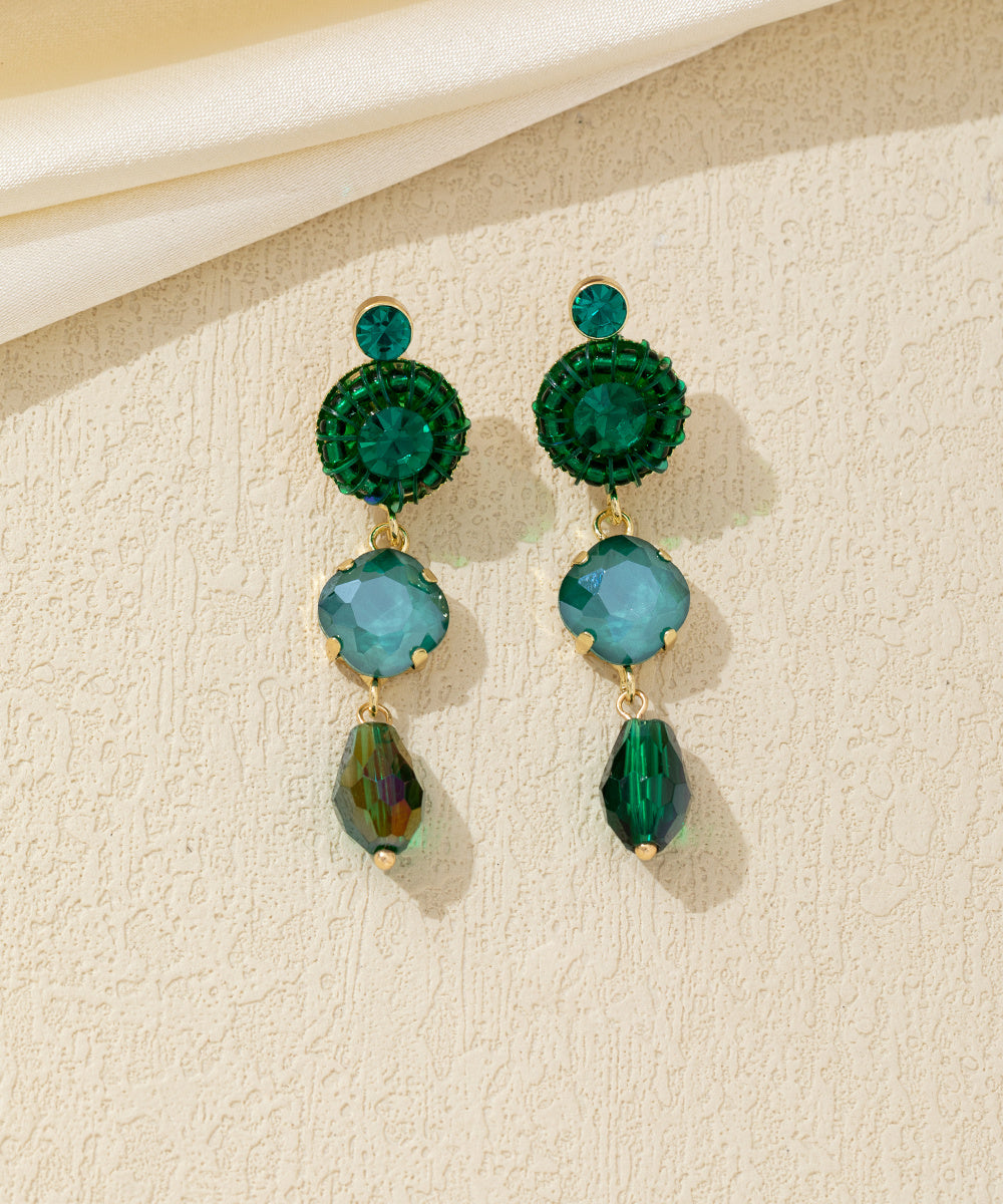 Boucles d’oreilles pendantes pierres colorées Clou –26AHBOL047