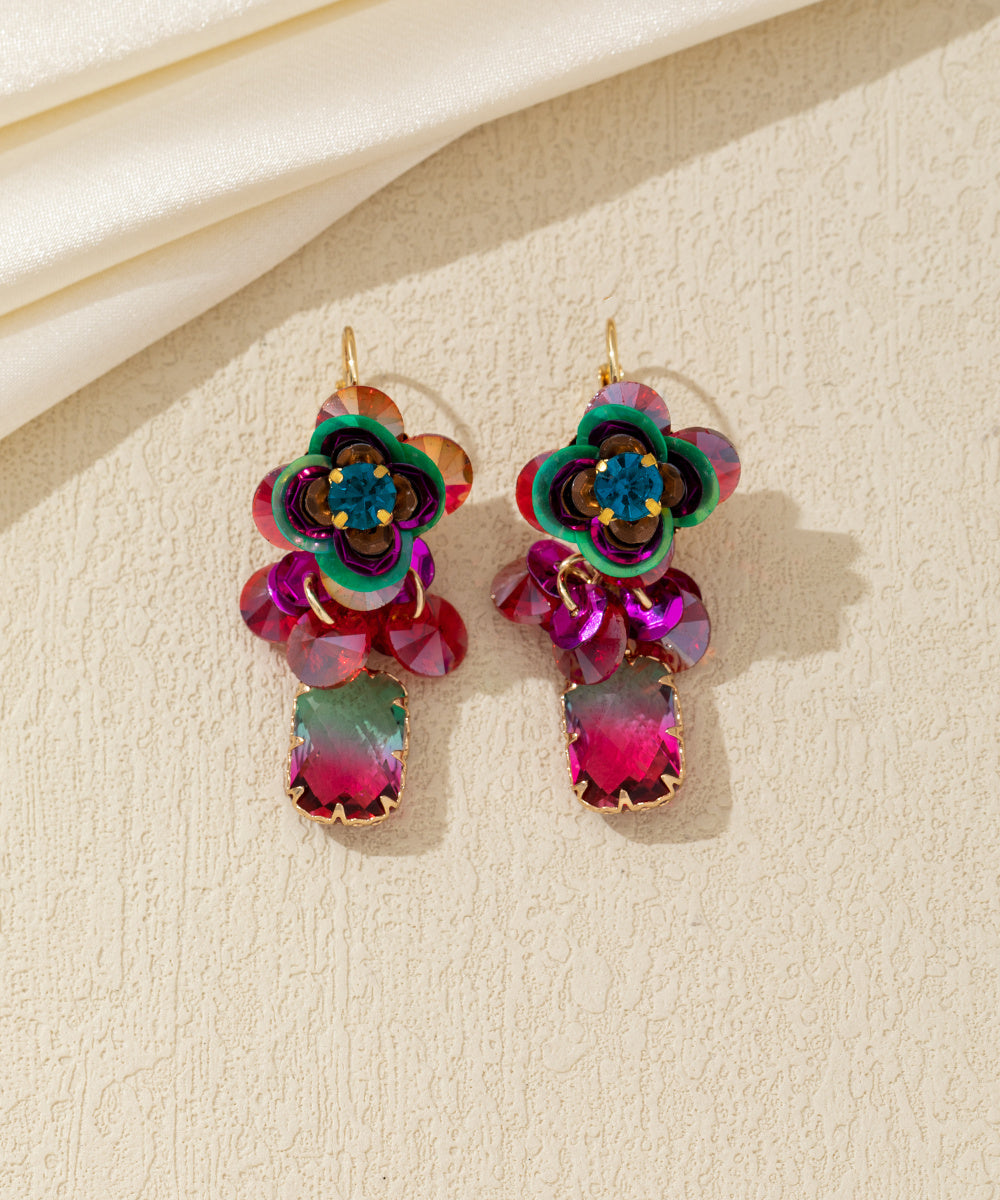 Boucles d’oreilles pendantes florales Dormeuse – 26AHBOL050