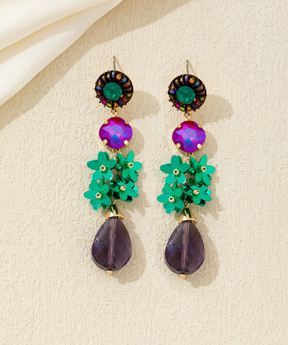 Boucles d’oreilles pendantes fleurs goutte Clou – 26AHBOL054