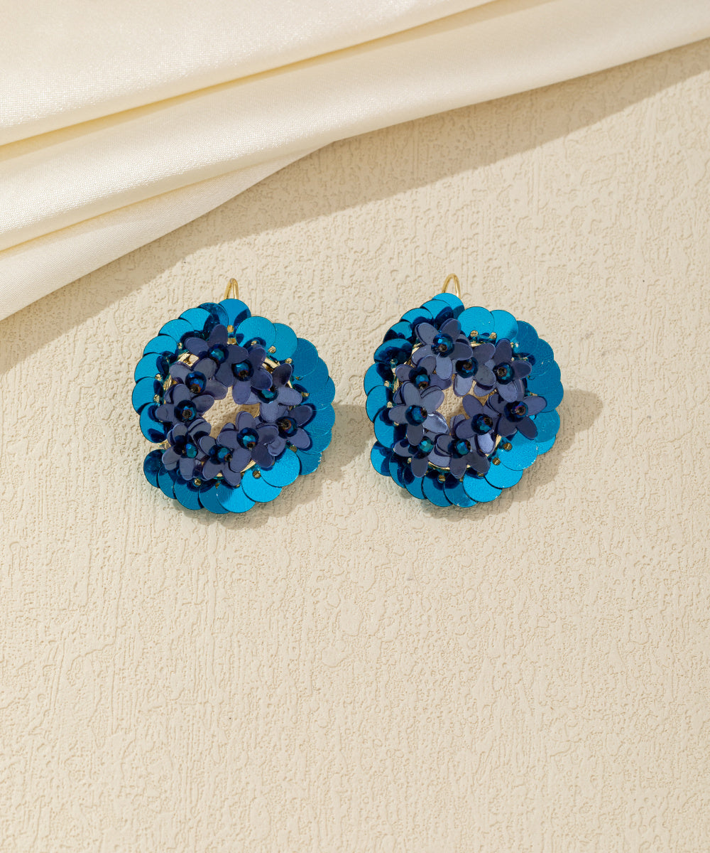 Boucles d’oreilles pendantes fleur sequins Dormeuse– 26AHBOL056