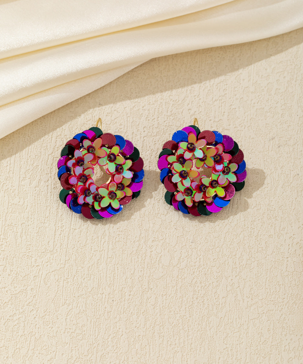 Boucles d’oreilles pendantes fleur sequins Dormeuse– 26AHBOL056