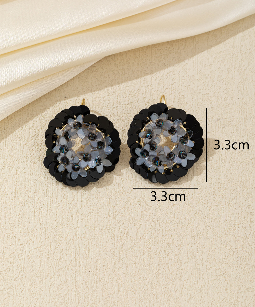 Boucles d’oreilles pendantes fleur sequins Dormeuse– 26AHBOL056